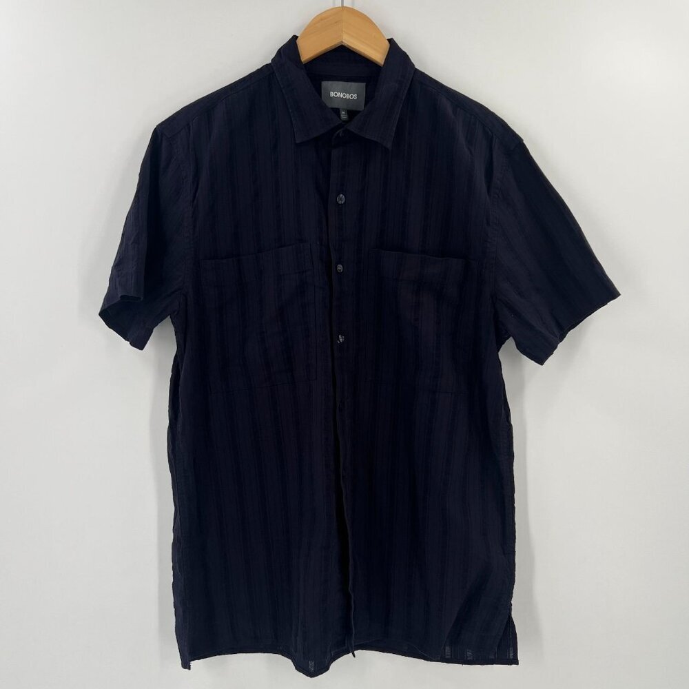 Bonobos Medium Tailored‎ Shirt Blue Woven Texture Summer Resort Smart Casual - Picture 9 of 9